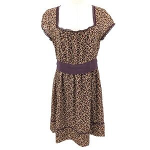 Nick and Mo Floral Dress Sz 11 Purple Boho Square Neck Cap Sleeve Retro Indie